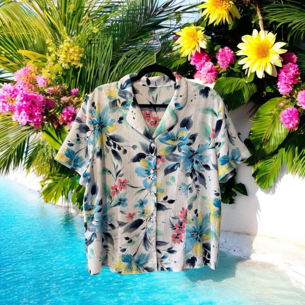 Blue & Multi Colour Floral Print Top